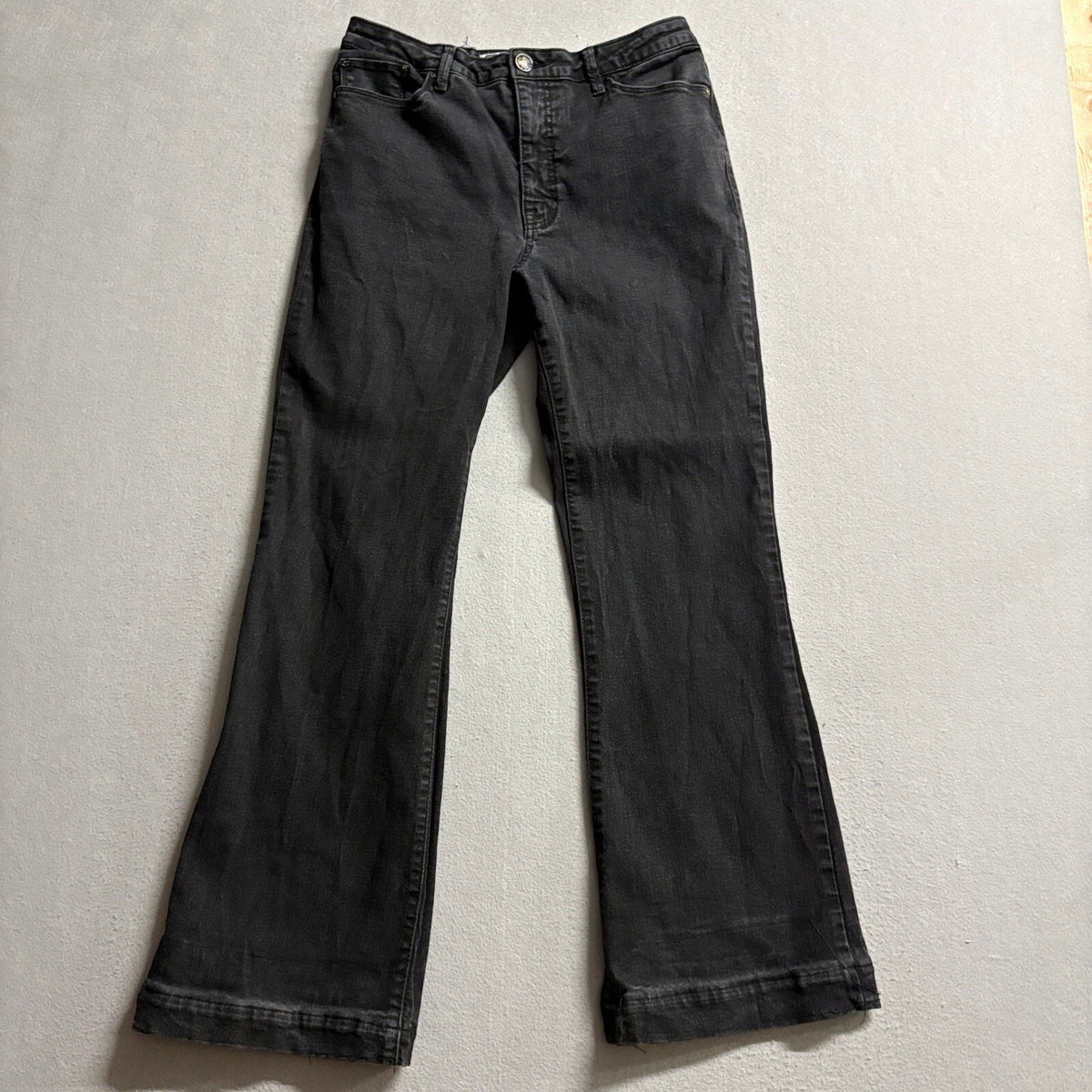 Seven7 Slim Flare Jeans Womens Size 12 Black Denim Stretch High Rise