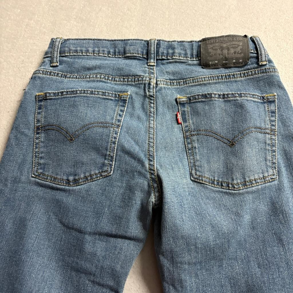 Levis 511 Slim Jeans Boys Size 16 Reg Blue Denim Performance Stretch Pants