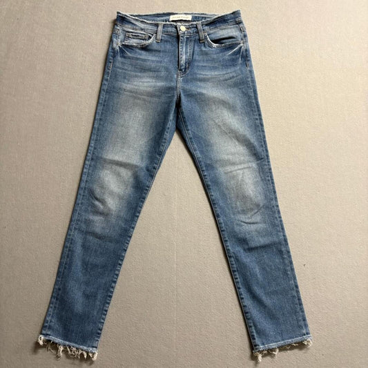 Flying Monkey Jeans Womens 27 Blue Denim Raw Hem Straight Leg Stretch Style