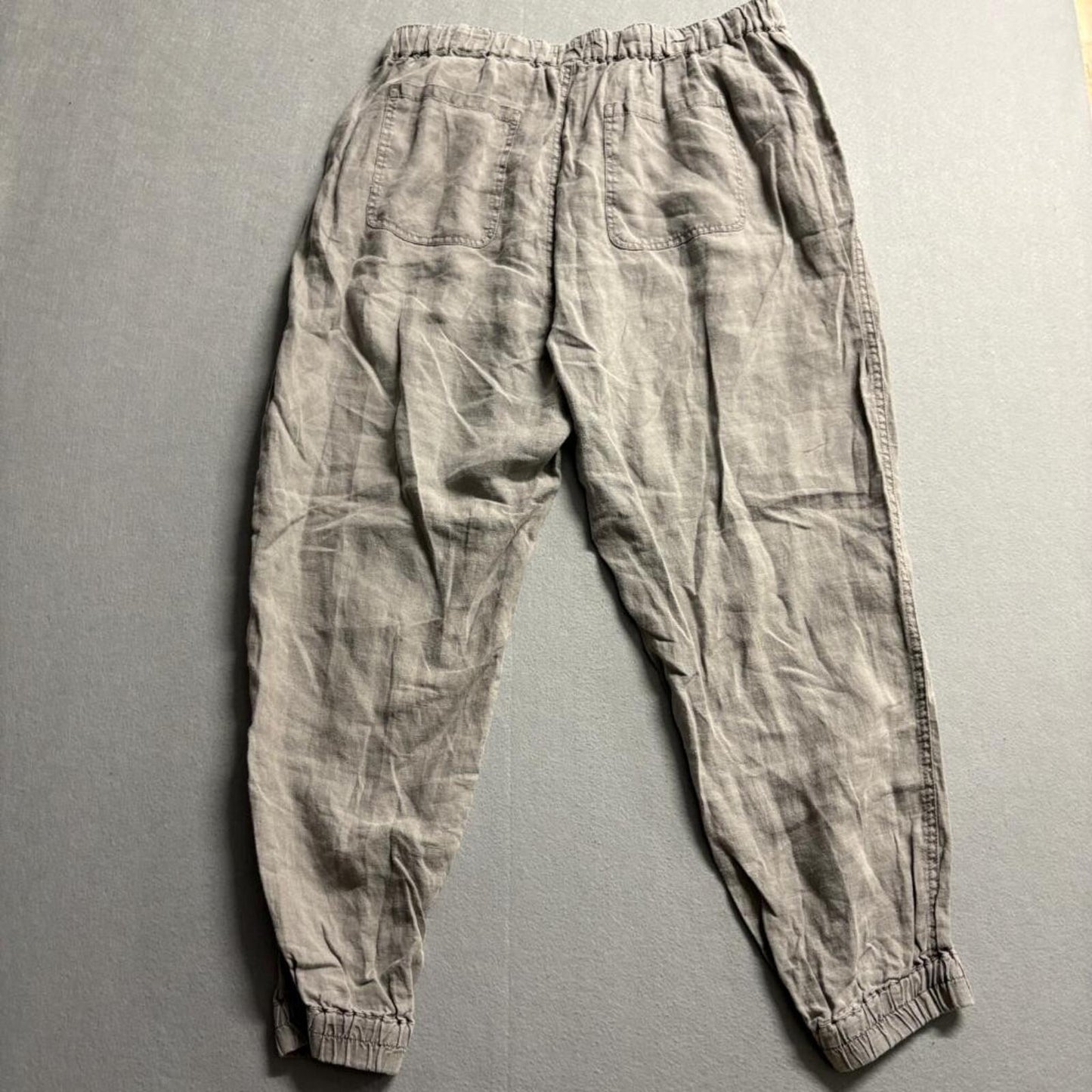 Nicole Miller New York Linen Jogger Pants Womens 1X Gray Drawstring Elastic