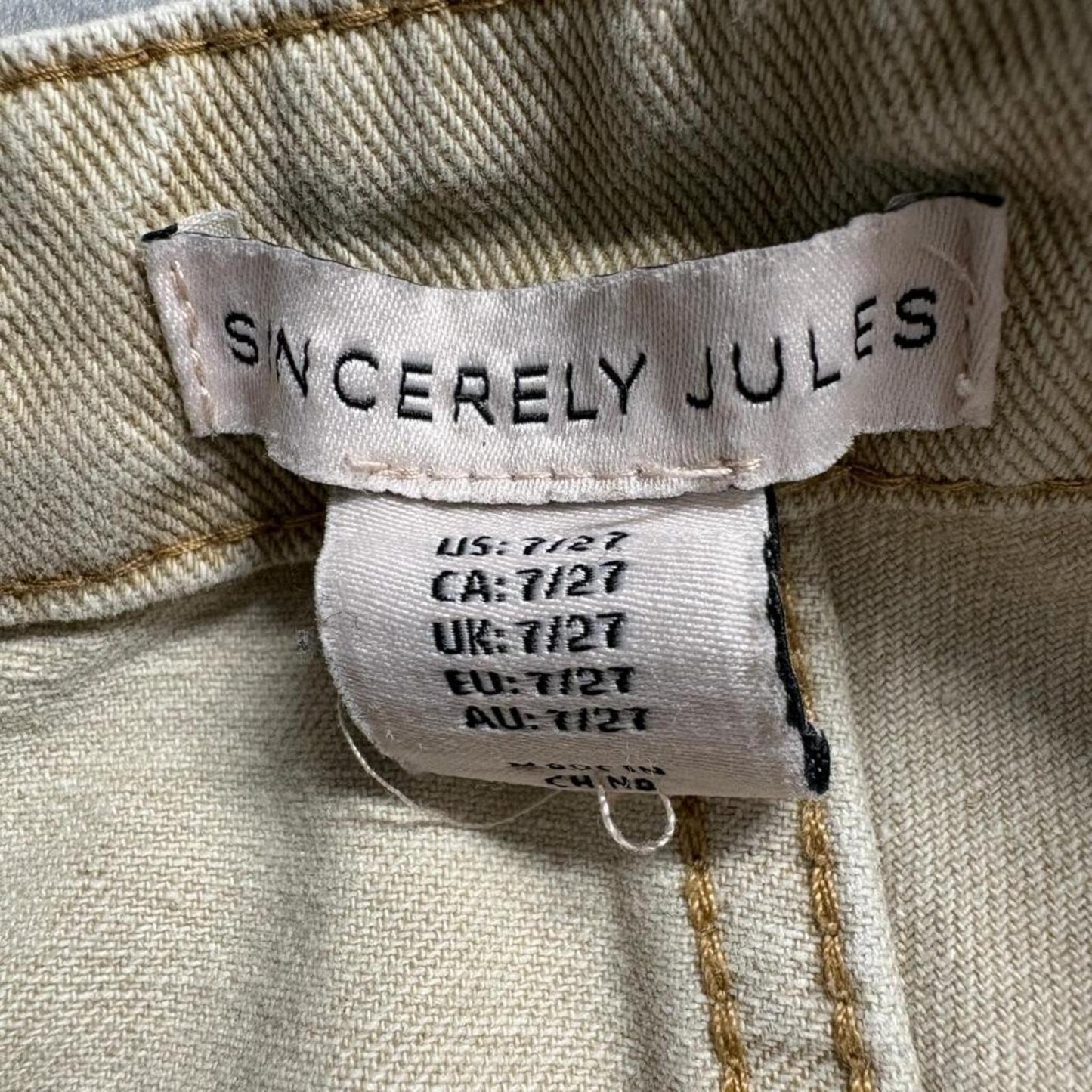 Sincerely Jules Utility Cargo Pants Womens Size 7/27 Beige Tan Straight Leg