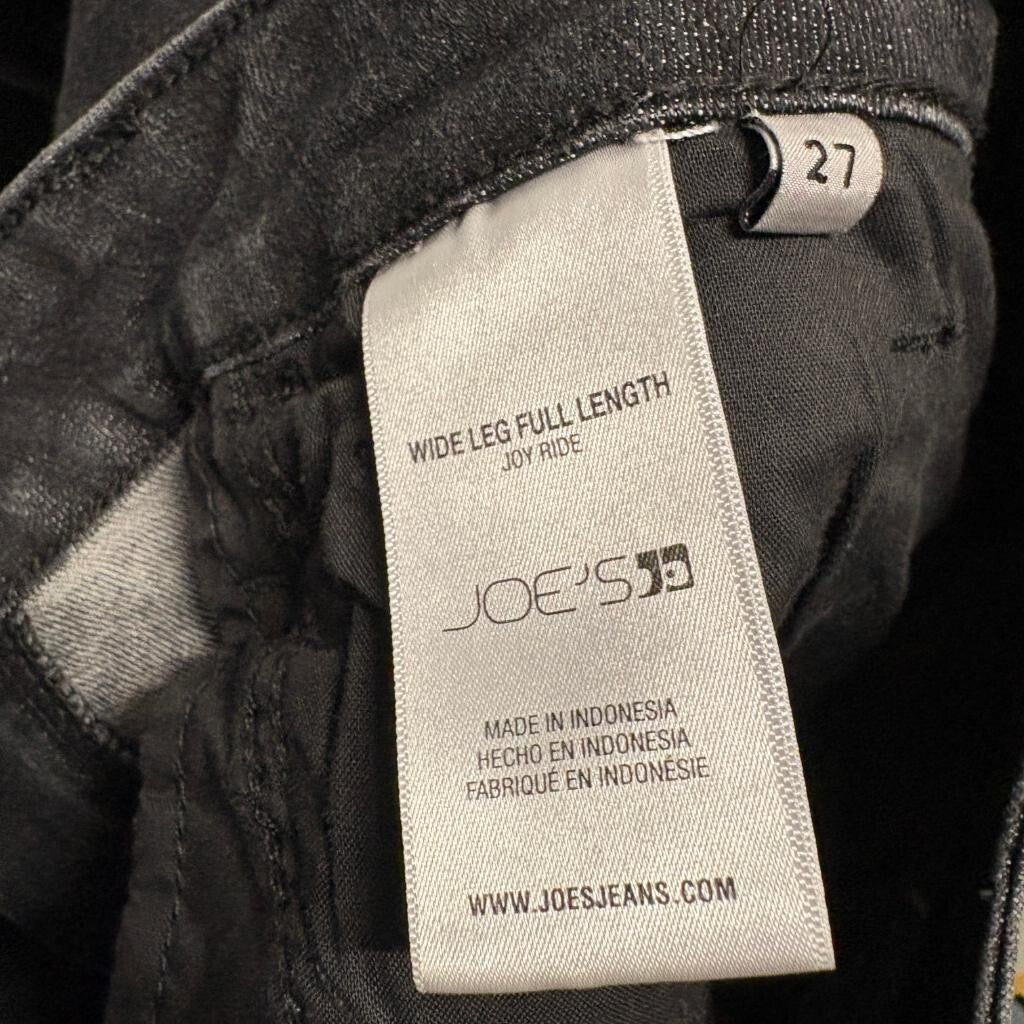 Joe's Jeans Womens 27 Wide Leg Full Length Joy Ride Black Raw Hem Denim
