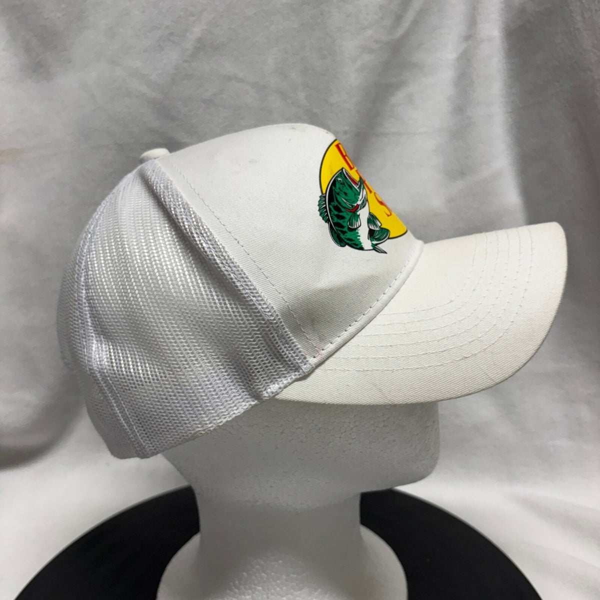 Bass Pro Shops Trucker Hat Snapback Mesh Back White Gone Fishing OSFM Cap - Photo 3