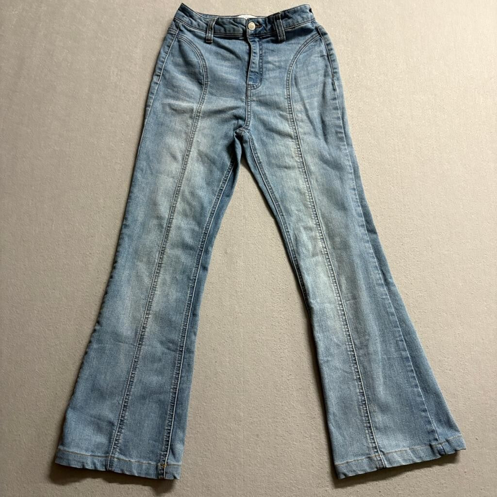 Vanilla Star Flare Jeans Womens Size 3 Blue Denim High Rise Front Seam Stretch