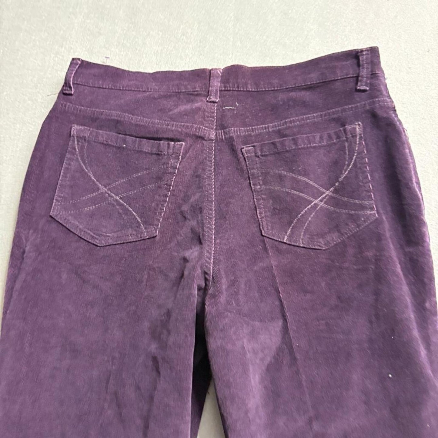 Gloria Vanderbilt Corduroy Pants Womens 12 Short Purple Stretch Straight Leg