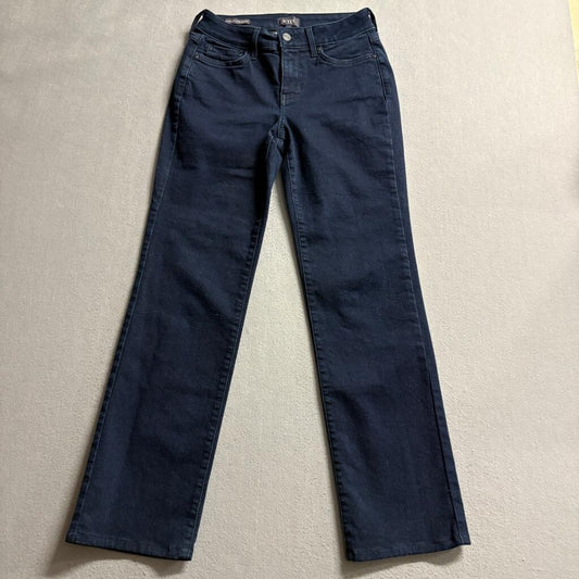 NYDJ Marilyn Straight Leg Jeans Womens Size 4 Dark Blue Wash Lift Tuck Denim