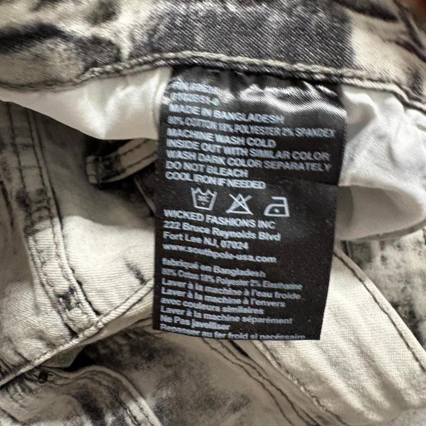 Southpole SP Essentials Mens Moto Jeans Size 48 Gray Acid Wash Stretch Denim