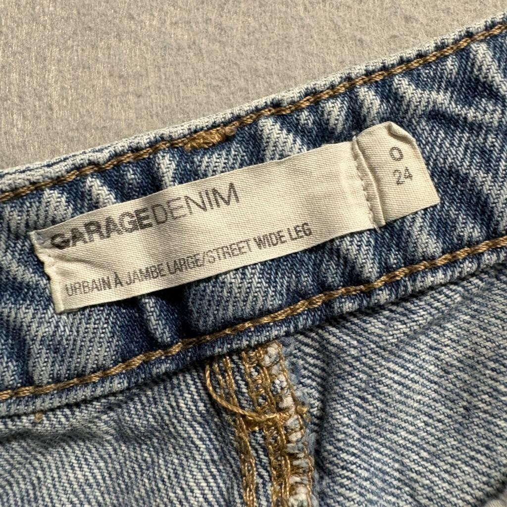 Garage Denim Street Wide Leg Jeans Womens Size 0 Blue Distressed High Rise