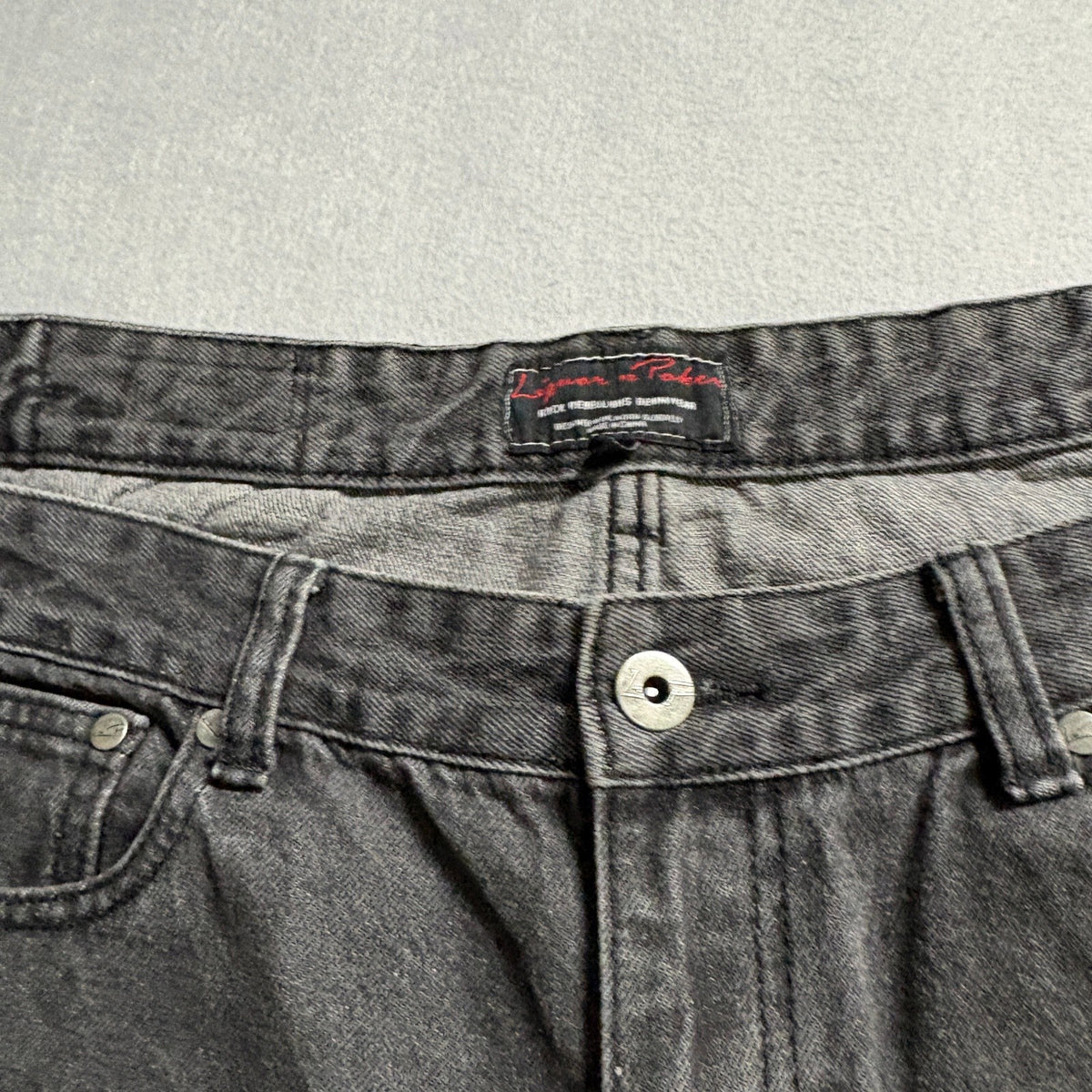 Liquor N Poker Black Wash Denim Jeans Womens Size UK 10 High Rise Tapered
