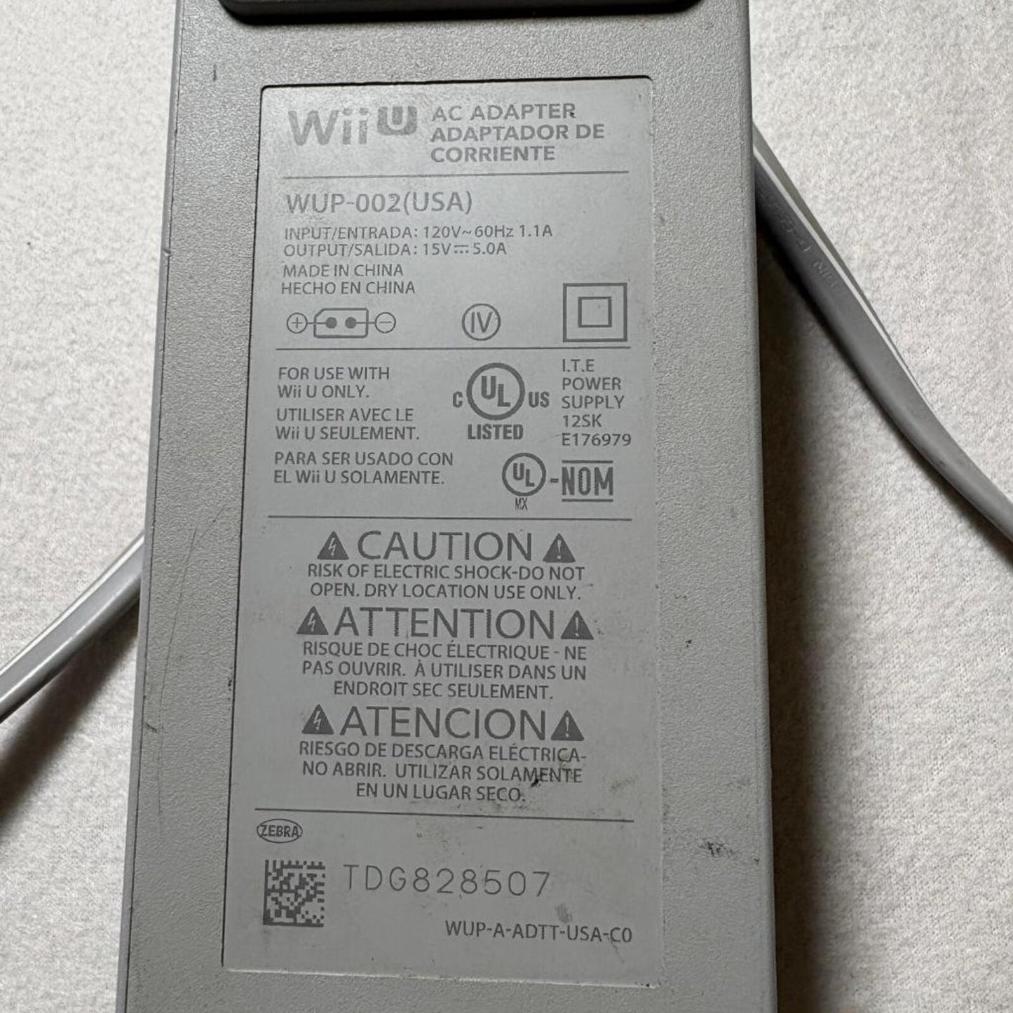 Nintendo Wii U Console AC Adapter Power Supply WUP-002 Damaged Cord For Parts