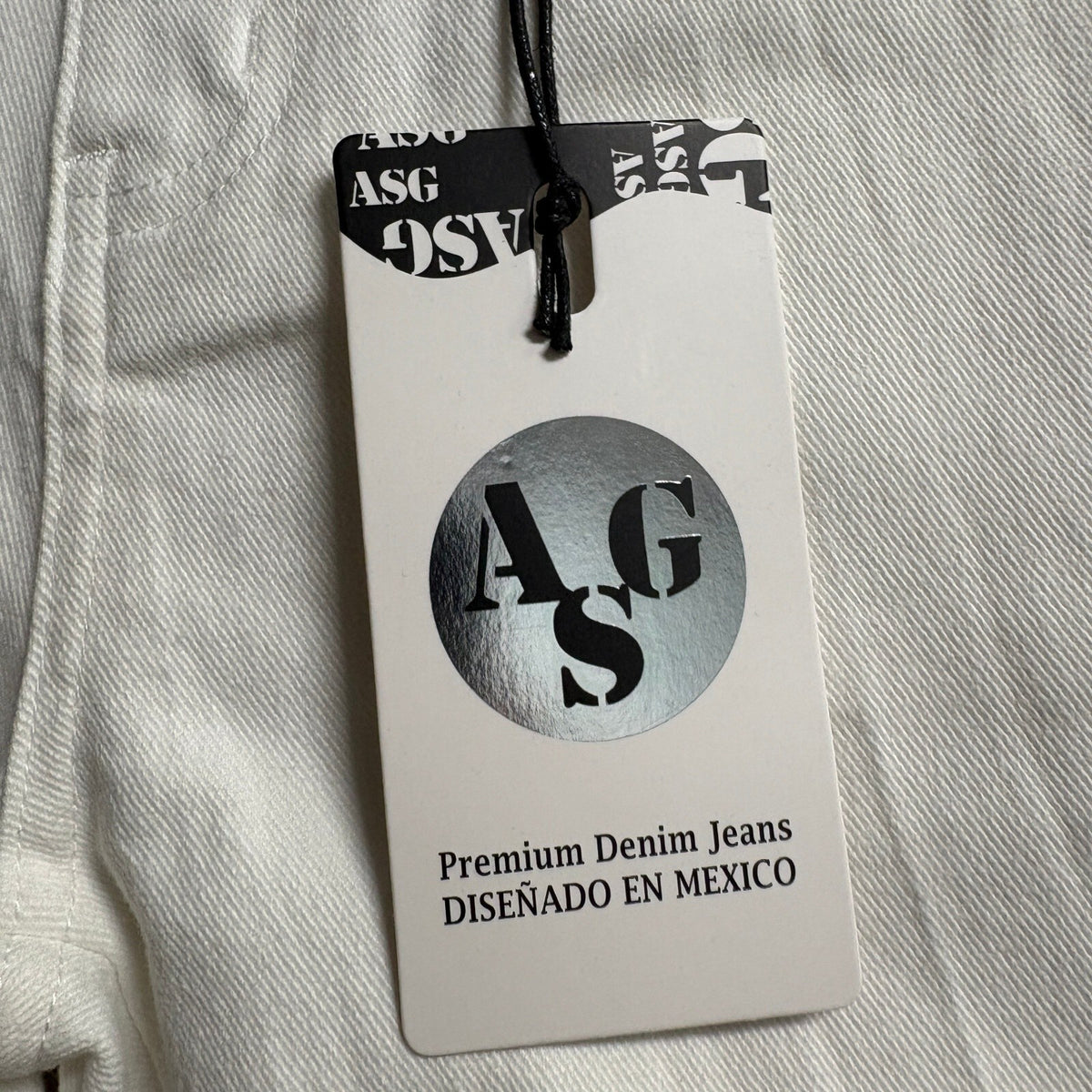 AGS Premium Denim Jeans Womens Size 5 White Wide Leg Raw Hem Stretch New