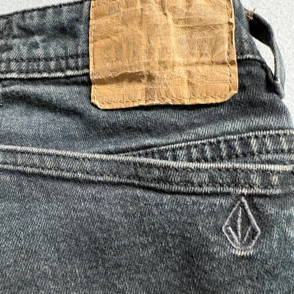 Volcom 2x4 Jeans Mens 32 Black Denim Slim Straight Boardwear Stretch Pants