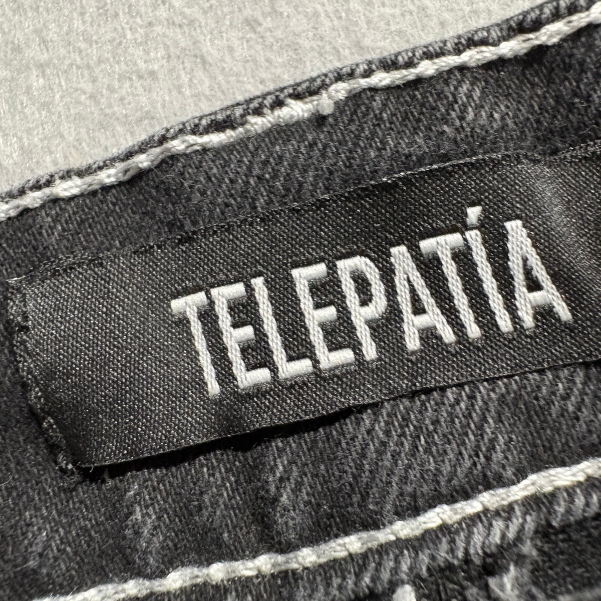 Telepatia Cargo Jeans Womens 5/27 Black Denim Contrast Stitch High Rise Utility