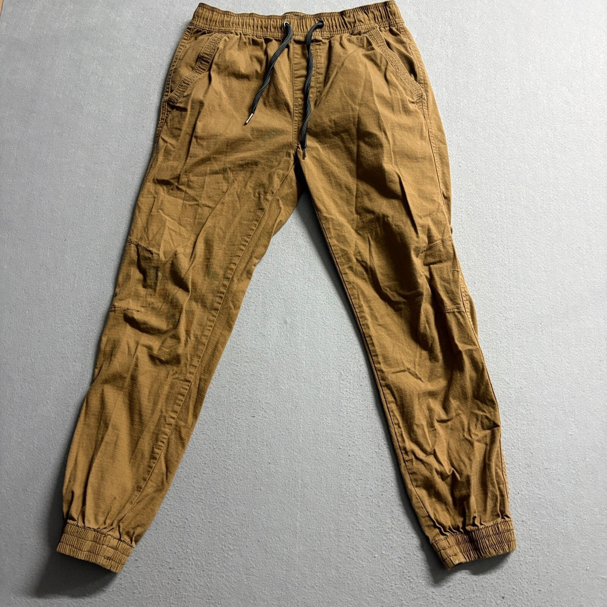 Iron Co Mens Jogger Pants Small Brown Stretch Twill Elastic Waist Drawstring
