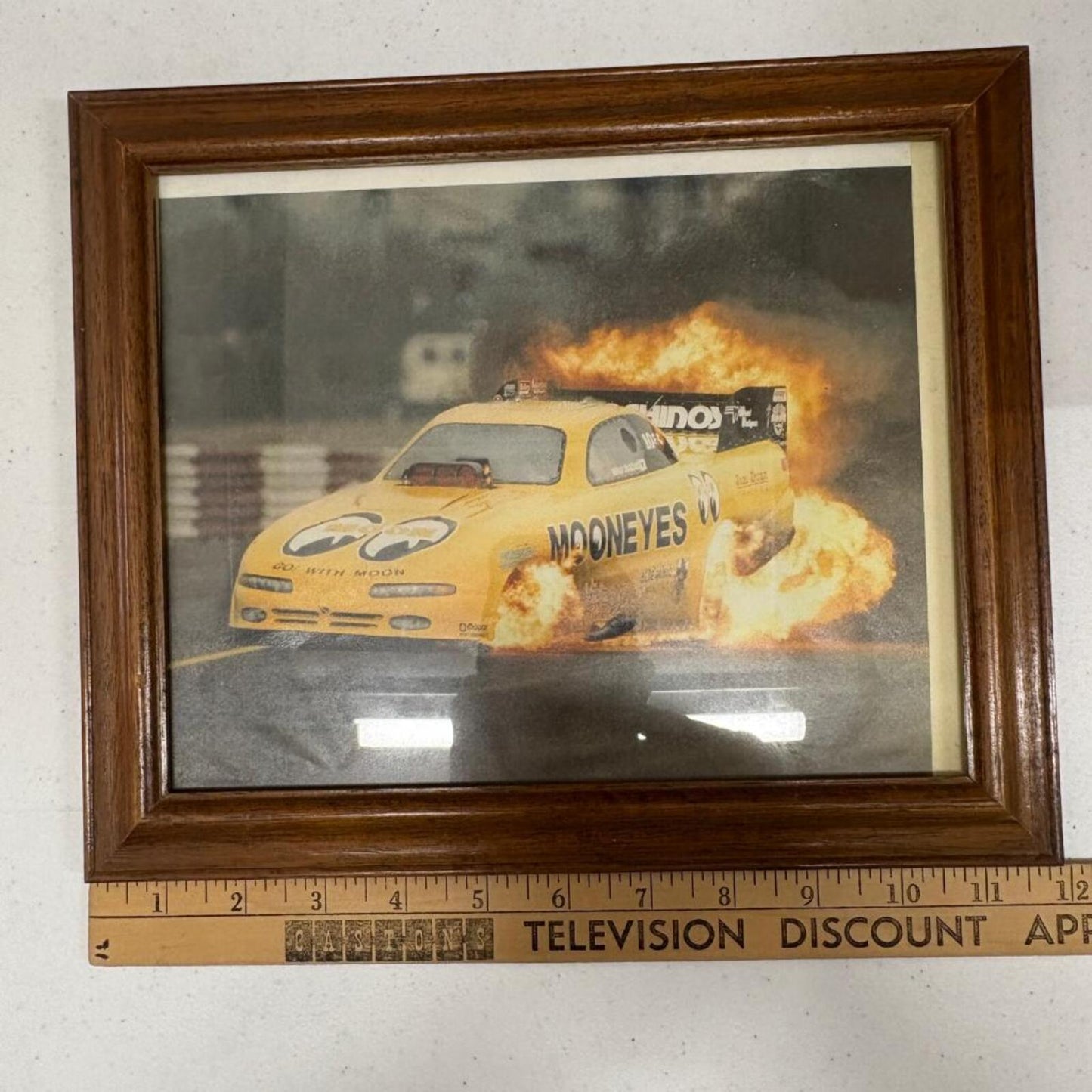 Kenji Okazaki Mooneyes NHRA Funny Car Fire Burnout Framed Photo Print 8x10