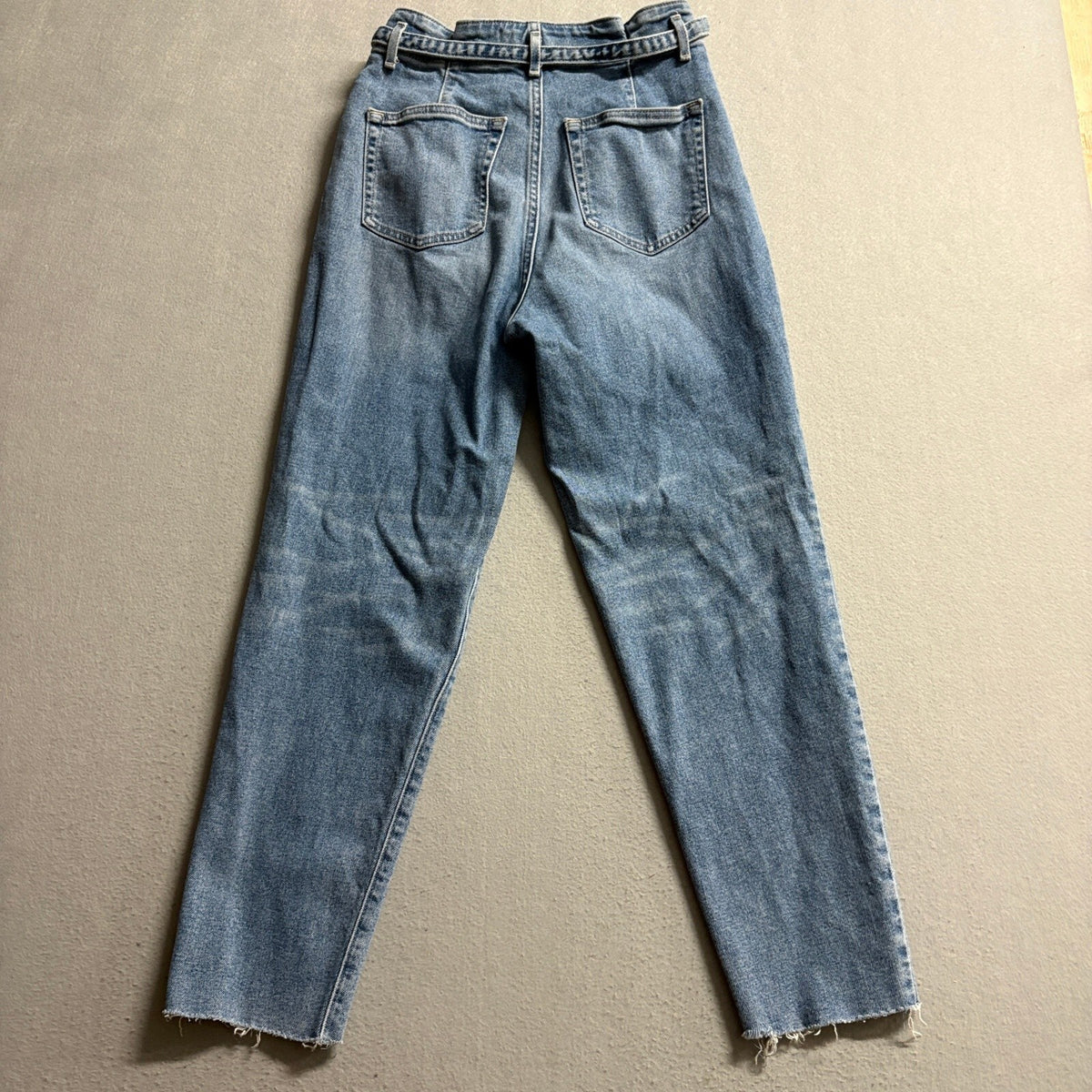 Hollister Ultra High Rise Mom Jeans Womens 3R W26 L27 Blue Stretch Denim Raw Hem
