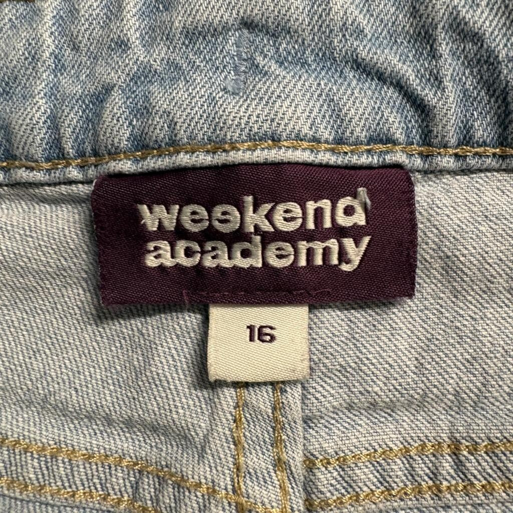 Weekend Academy Wide Leg Jeans Womens Size 16 Light Wash Raw Hem Cuffed Denim