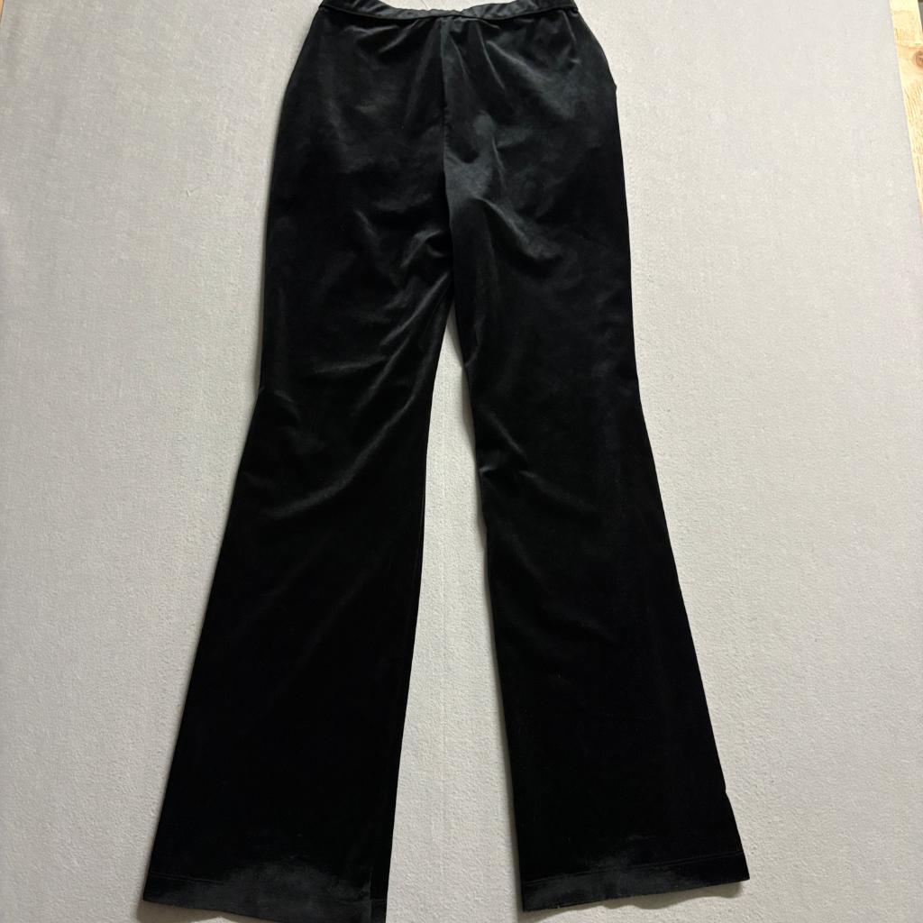 Good American Black Velvet Flare Pants Womens Size 2 GS0298 High Rise Stretch