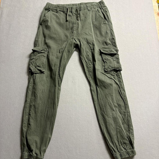 Victorious Mens Cargo Jogger Pants XL Green Cotton Blend Elastic Waist