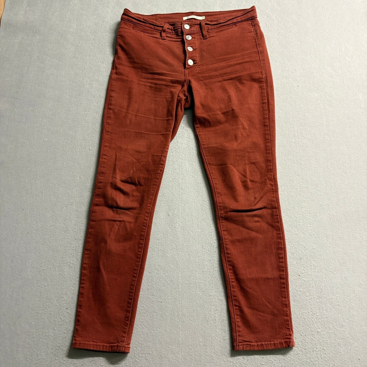 Levis 311 Shaping Skinny Jeans Womens Size 29 W29 L30 Rust Red Button Fly Denim