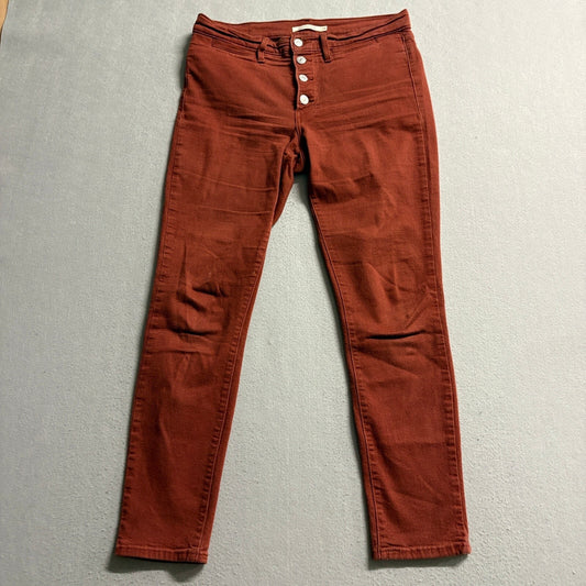 Levis 311 Shaping Skinny Jeans Womens Size 29 W29 L30 Rust Red Button Fly Denim