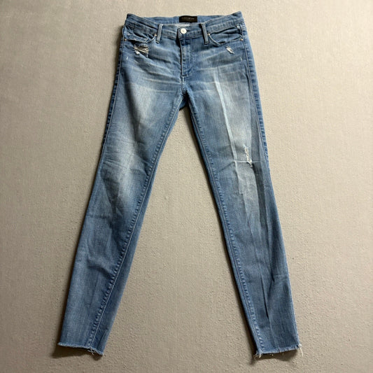 Black Orchid Noah Ankle Fray Skinny Jeans Womens 27 Medium Wash Distressed Raw