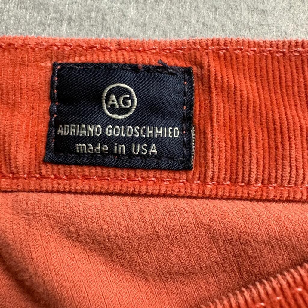 AG Adriano Goldschmied The Stevie Corduroy Pants Womens 29R Orange Slim Straight