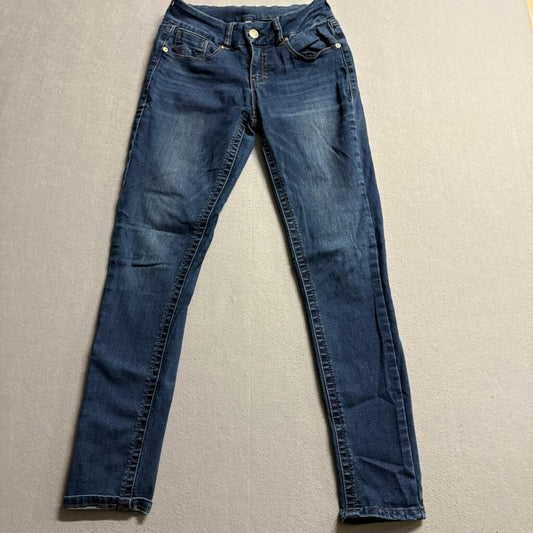 Seven7 Tummyless Skinny Jeans Womens Size 4 Blue Denim Stretch Mid Rise Inseam