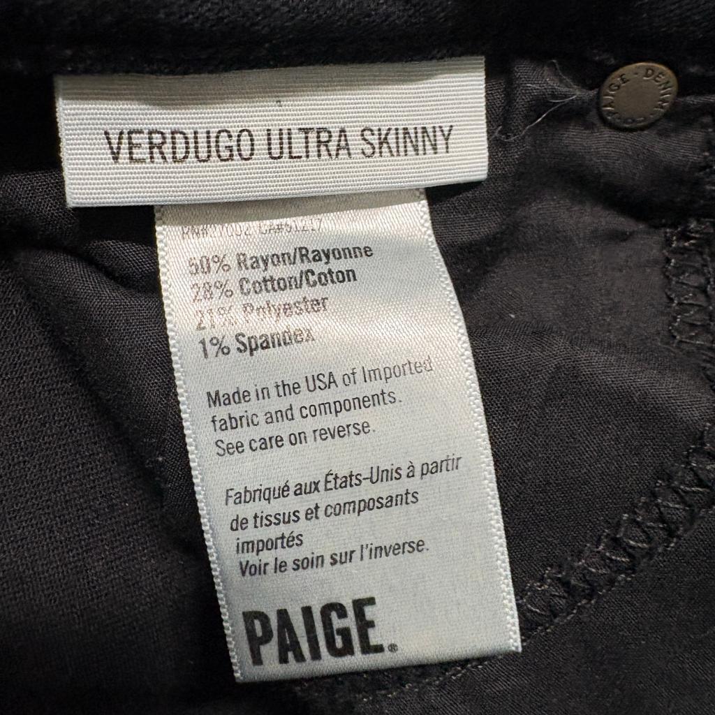 Paige Verdugo Ultra Skinny Jeans Womens 29 Black Stretch Denim Pants