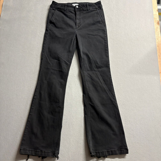 Cello Flare Jeans Womens Size 13 Black High Rise Raw Hem Stretch Denim