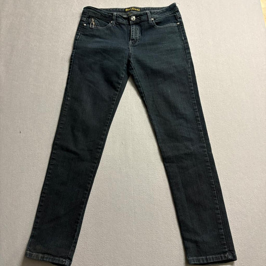 Out Jeans Womens Size 8 Dark Wash Rhinestone Back Pockets Stretch Skinny Denim