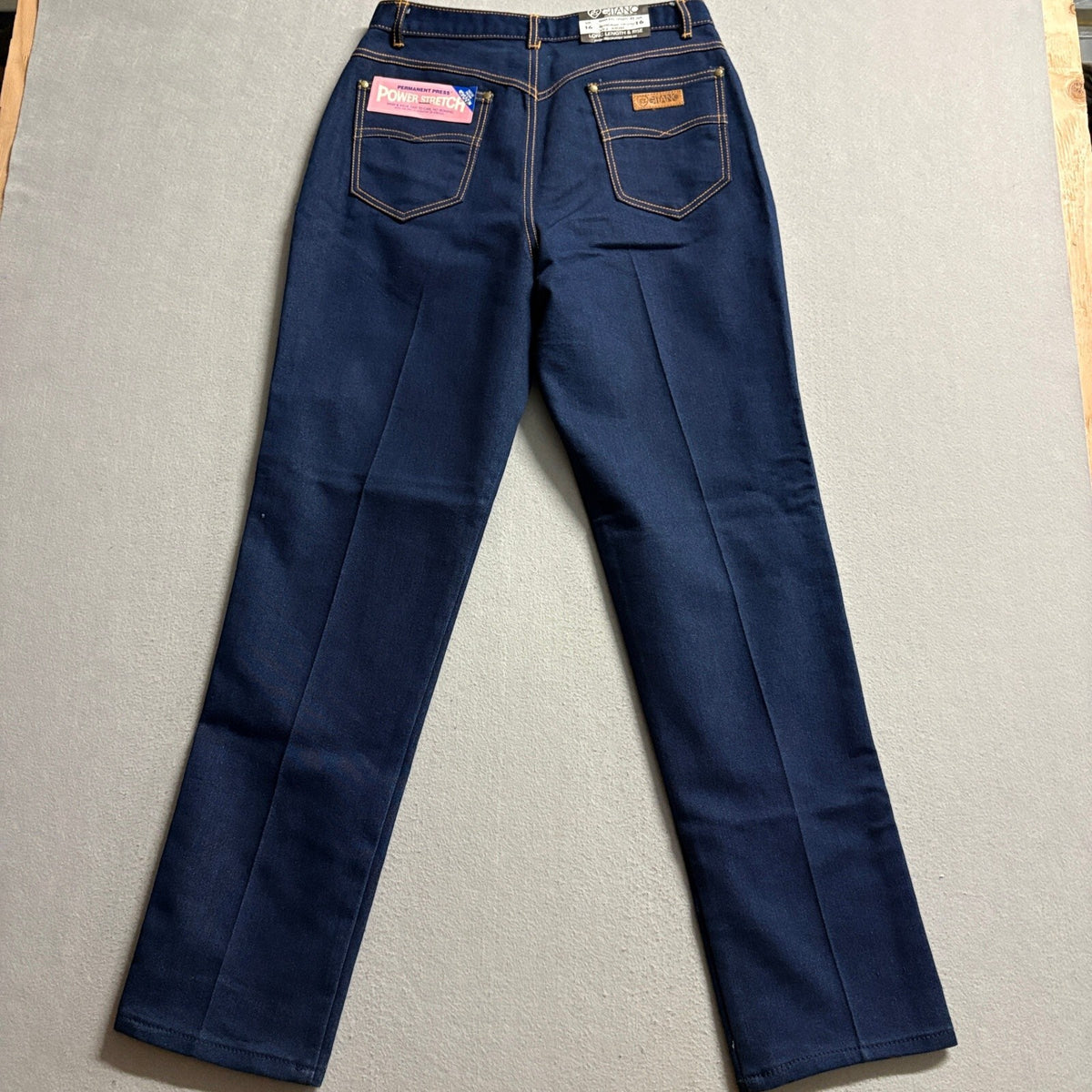 Vintage P.S. Gitano High Waist Jeans Womens 16 Long Dark Wash Power Stretch NWT