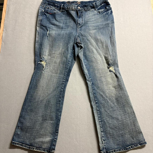 Seven7 Distressed Bootcut Jeans Womens Plus Size 24 Blue Stretch Denim