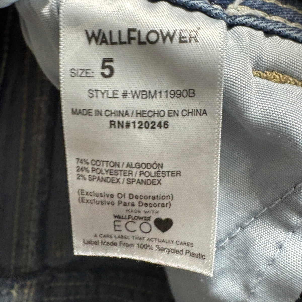 WallFlower Womens Jeans Size 5 Blue Stretch Flare Bootcut Double Button
