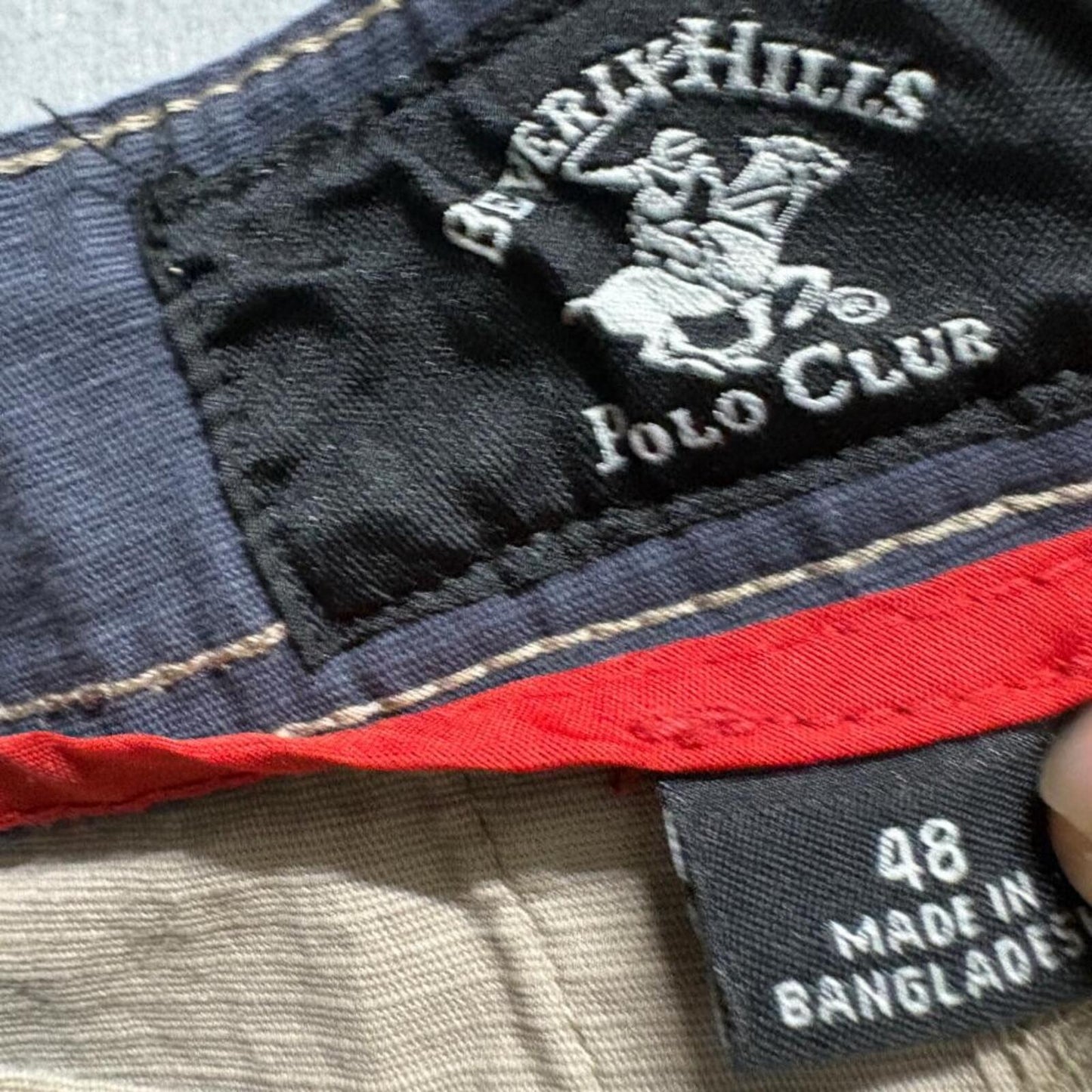 Beverly Hills Polo Club Cargo Shorts Mens 48 Beige Cotton Blend Stretch Casual
