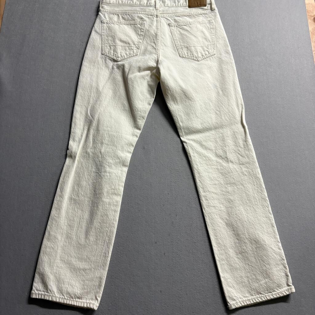 Aeropostale Straight Leg Jeans Mens 32x32 Off White Distressed Denim Pants