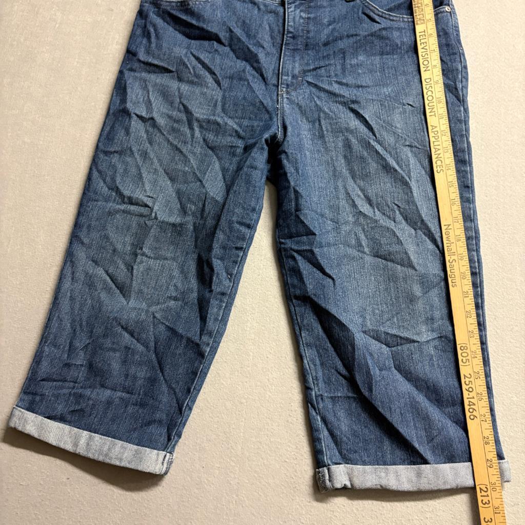 Gloria Vanderbilt Amanda Capri Jeans Womens 14 Blue Denim Stretch Cuffed Crop