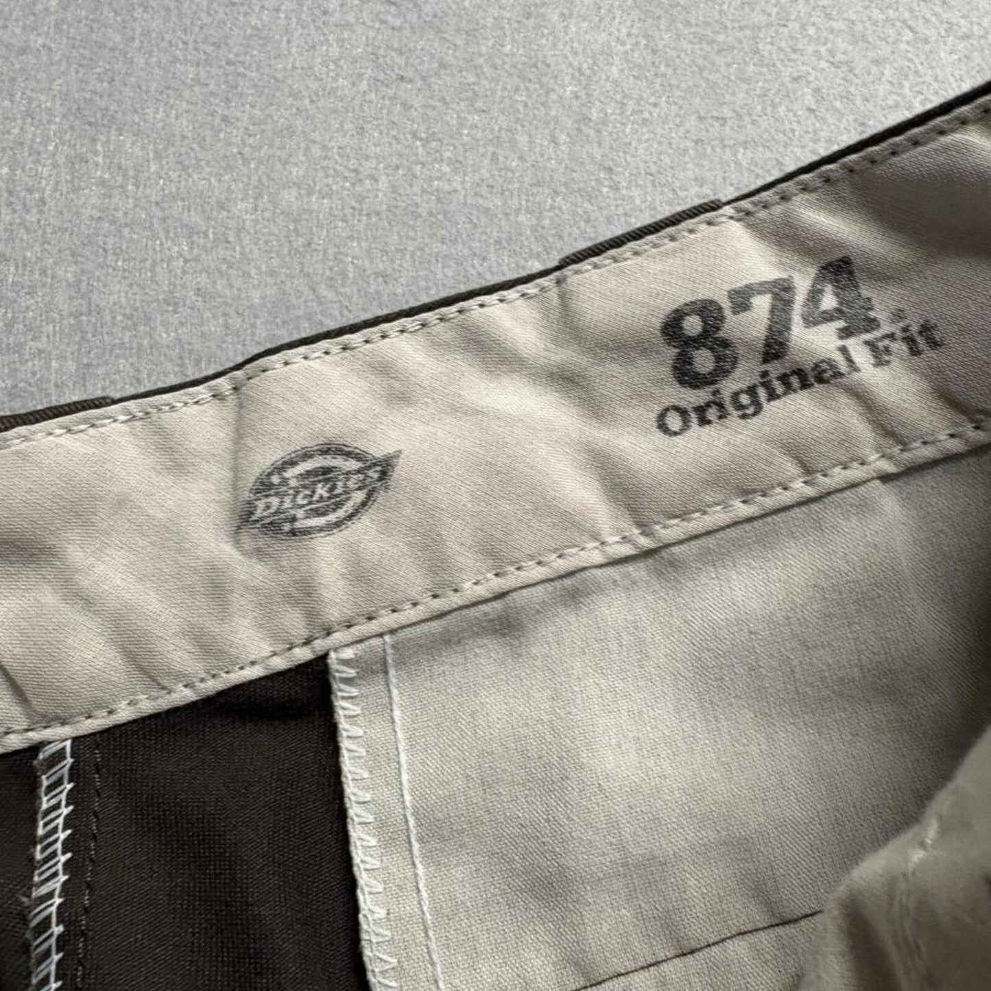 Dickies 874 Original Fit Mens Pants 28x26 Brown Raw Hem Cut Off Workwear Chino