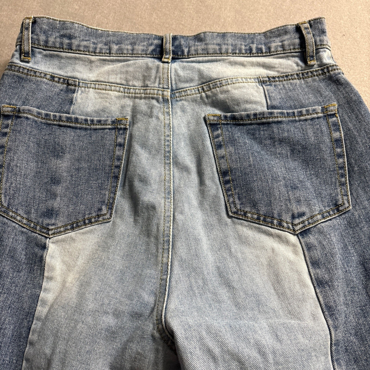 PacSun Two Tone High Rise Straight Jeans Womens Size 30 Raw Hem Blue Denim
