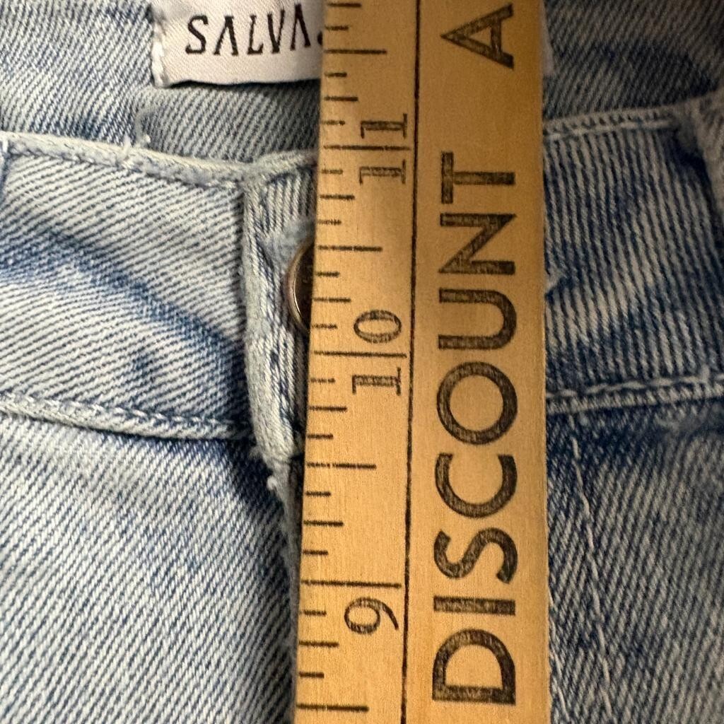 Salvaje Womens Cargo Jeans Size 7 Light Wash Blue Denim Wide Leg High Rise