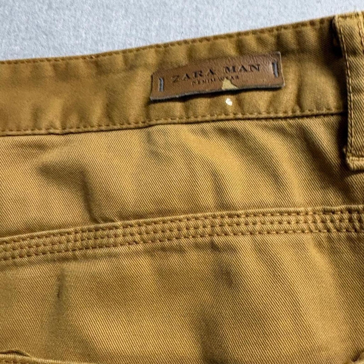 Zara Man Basic Slim Jeans Mens Size 36 Mustard Yellow Stretch Denim Pants
