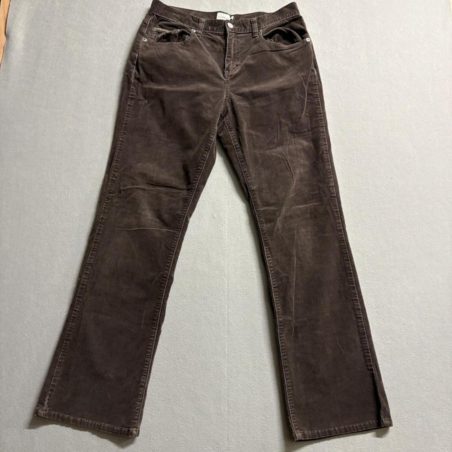 Calvin Klein Jeans Corduroy Pants Womens 10 Brown Straight Leg Stretch Mid Rise