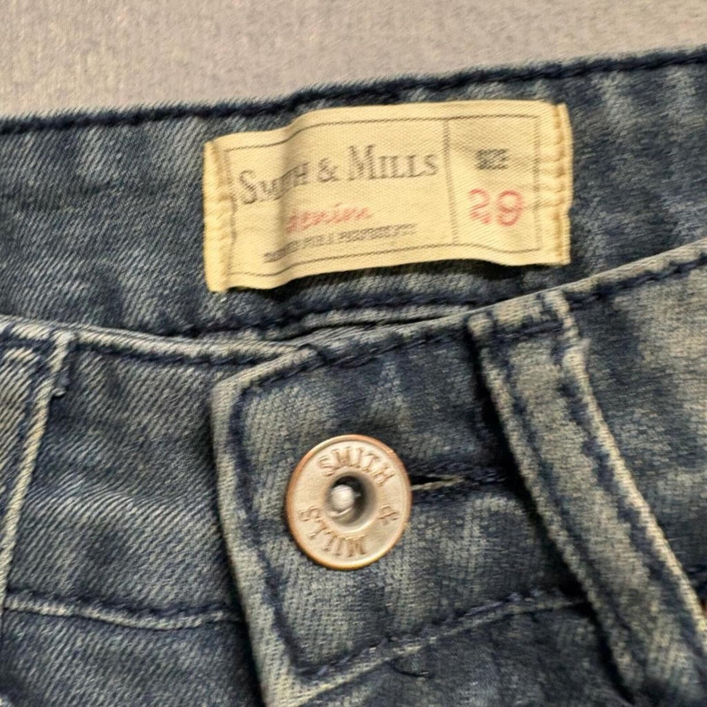 Smith and Mills Denim Stretch Jeans Mens Size 29 Blue Slim Straight Fit
