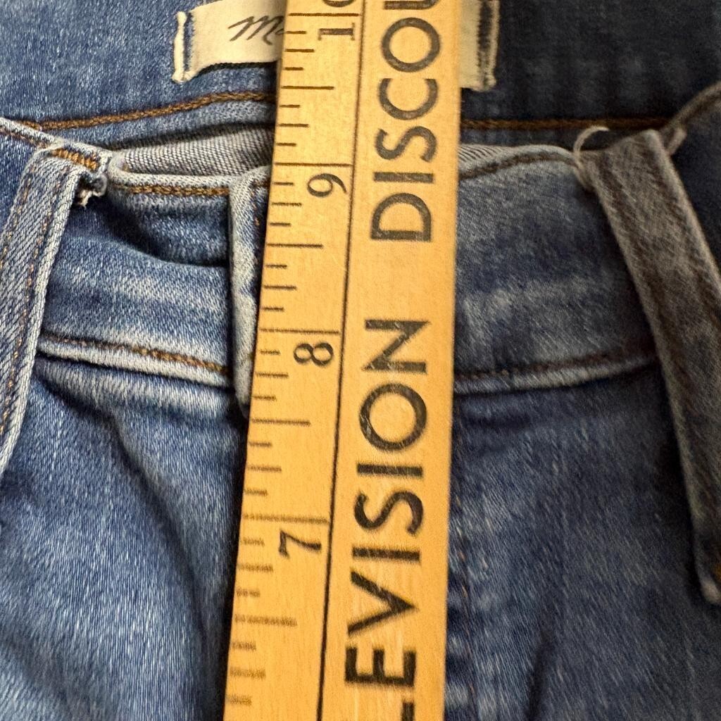 Madewell 9 Inch Mid Rise Skinny Jeans Womens 25 Distressed Raw Hem Blue Denim