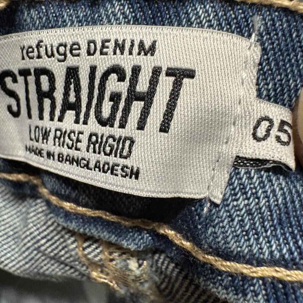 Refuge Denim Straight Leg Jeans Womens Size 5 Blue Low Rise Rigid Cotton