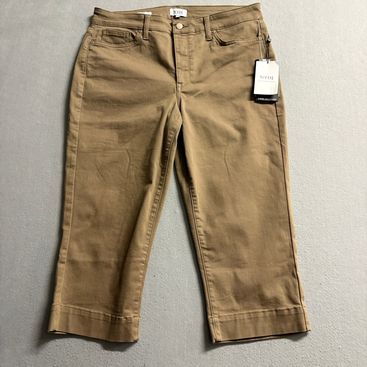 NYDJ Marilyn Capri Pants Womens 12 Brown Cool Embrace Lift Tuck Crop NWT
