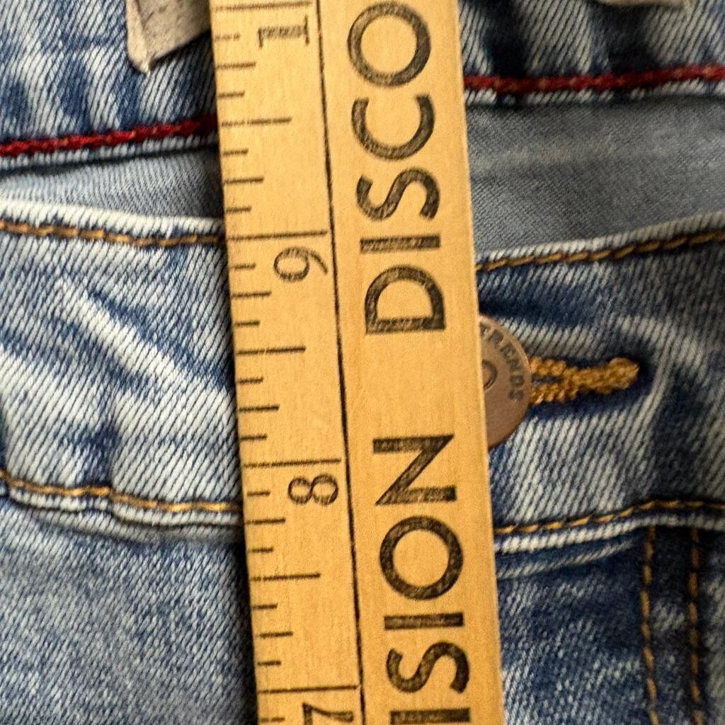 Love Trends Cargo Jeans Womens Size 3 Blue Denim Wide Leg Multi Pocket Stretch