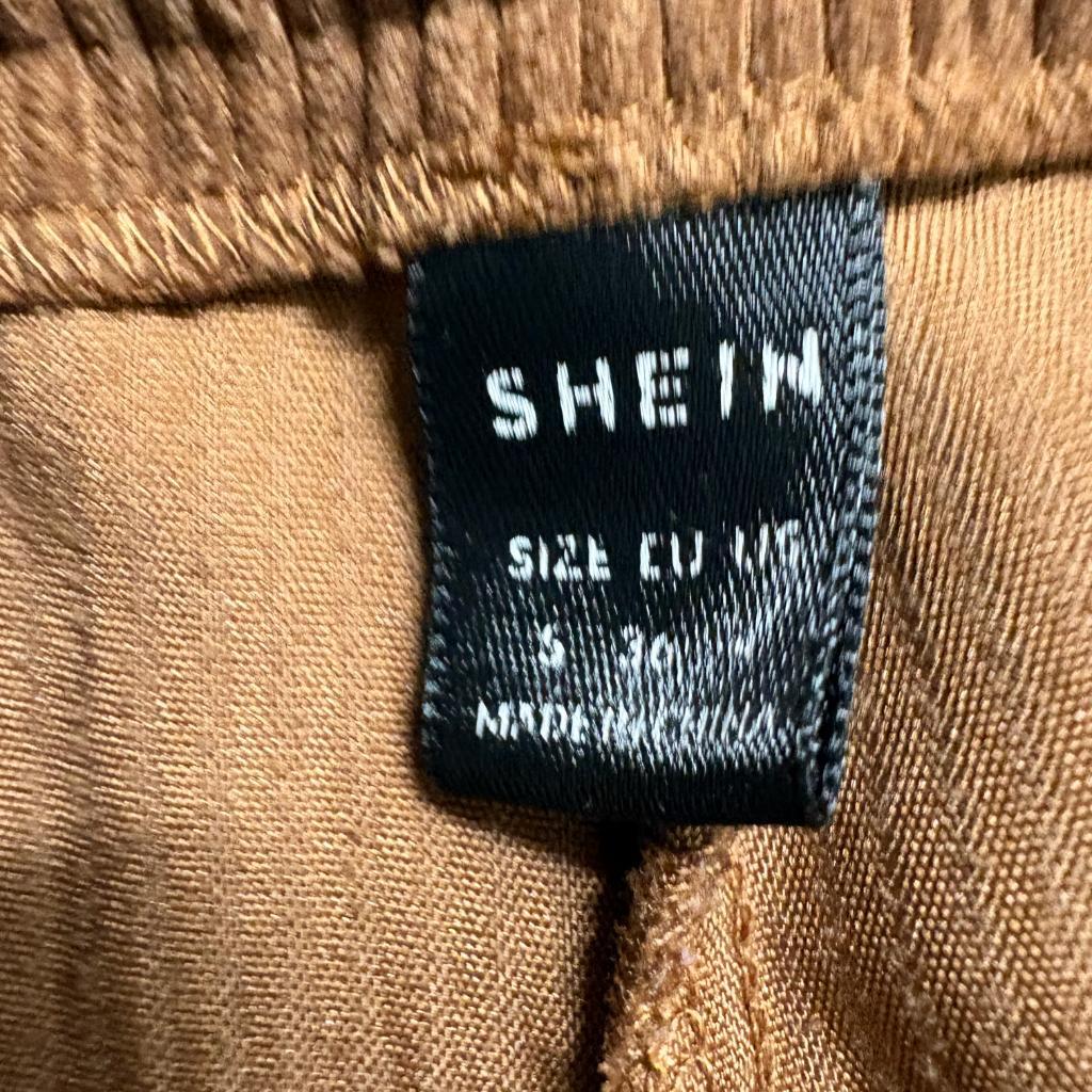 Shein Corduroy Cargo Pants Womens Small Brown Wide Leg High Rise Nds Zipper