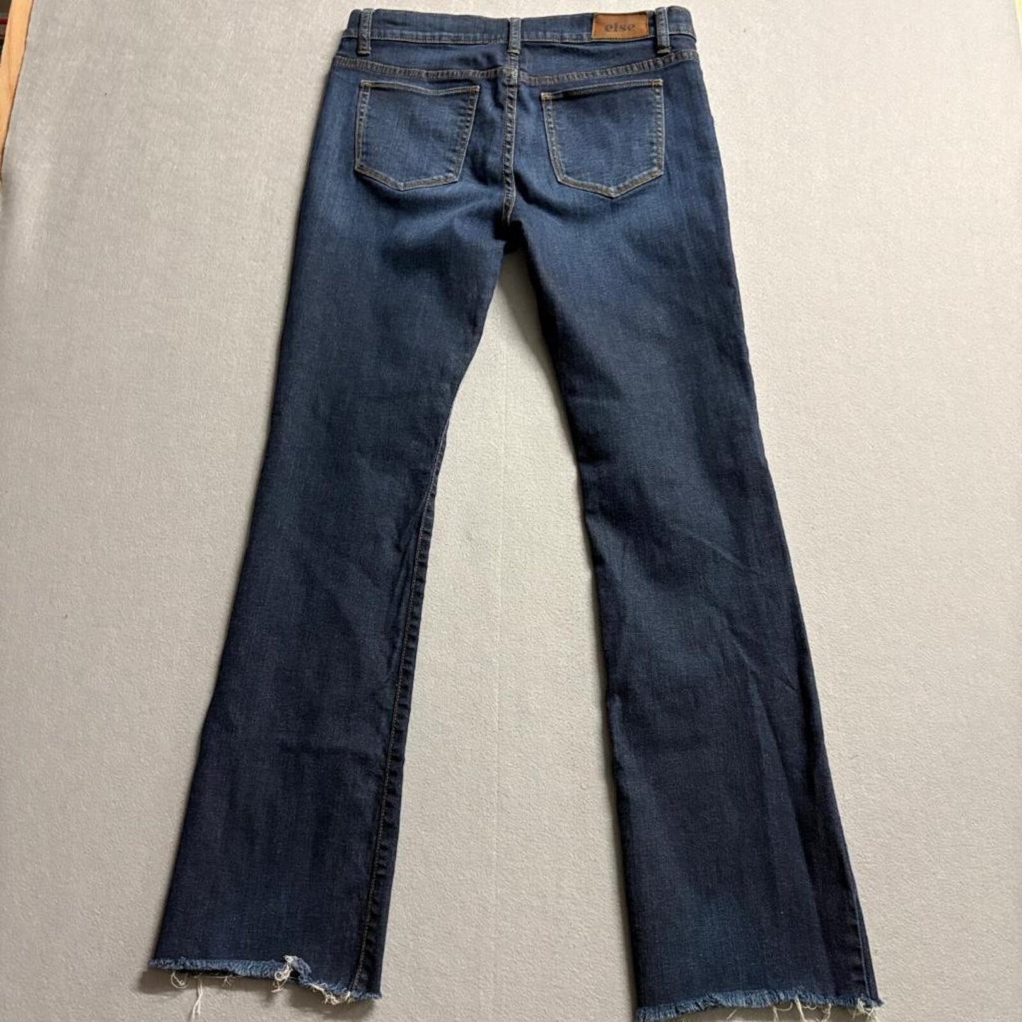 Else Jeans Womens 30 Blue Denim Mid Rise Bootcut Raw Fray Hem Stretch