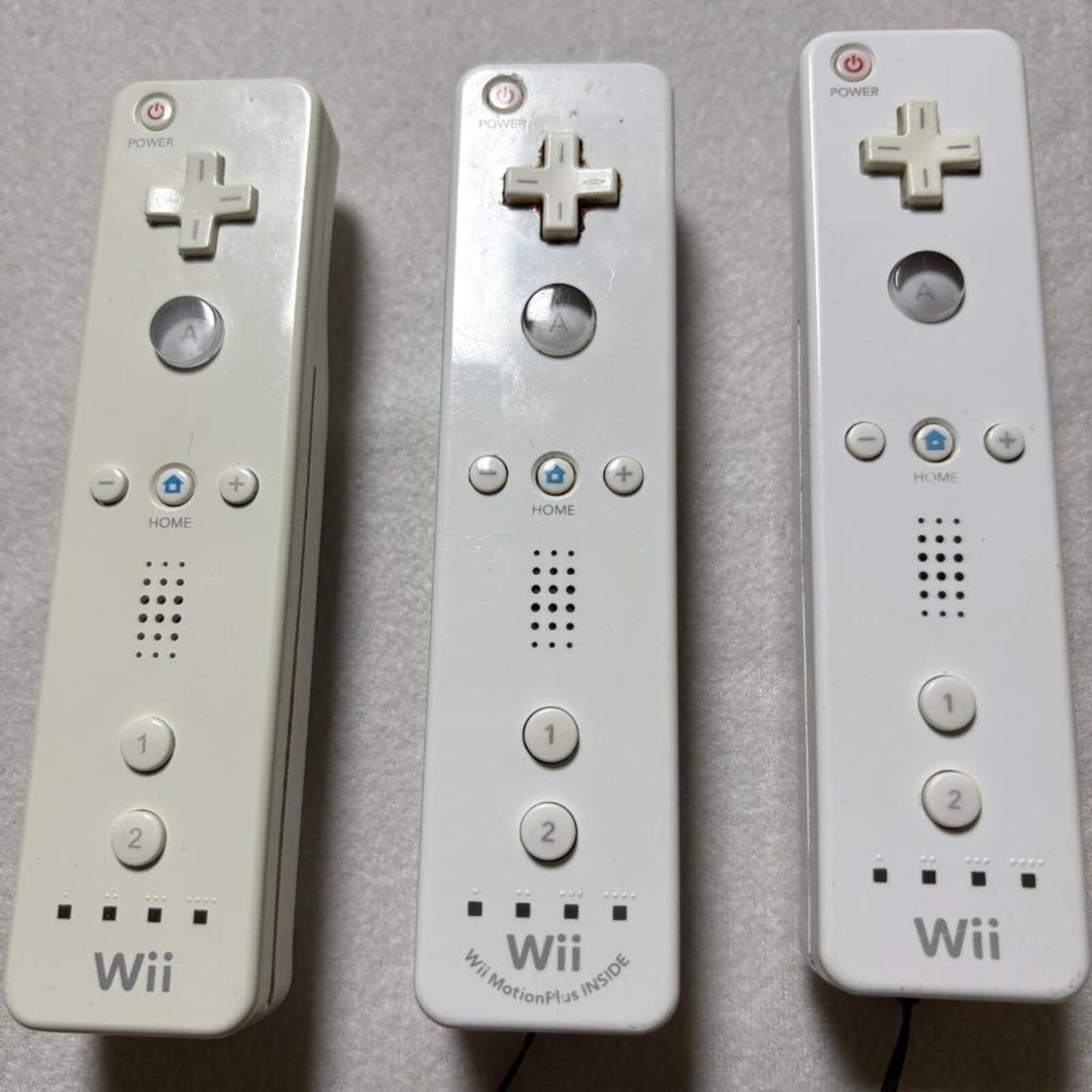 Nintendo Wii Remote Controller Lot of 3 White OEM RVL-003 RVL-036 MotionPlus